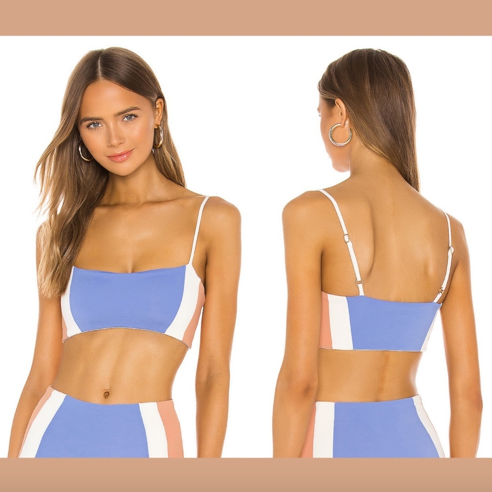 NEW $88 L Space Rebel Heart Bikini Top Cream Peri‎ blue [ SZ XS ]